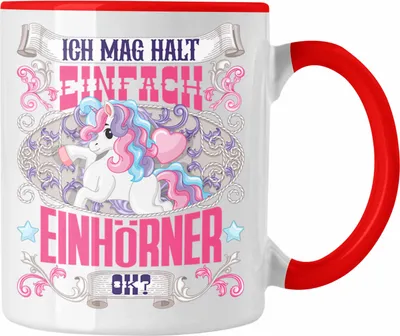 Produktbild von Trendation - Einhorn Tasse Geschenk Einhörner Spruch Geschenkidee Ich Mag Halt Einfach Einhörner Ok (Rot)
