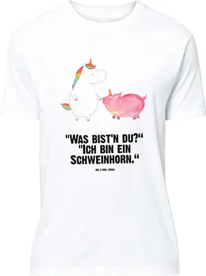 Produktbild von Mr. & Mrs. Panda Größe XL T-Shirt Einhorn Schwein - Weiß - Geschenk, Schweinchen, Unicorn, Shirt, Einhörner, Tshirt, Freundin, mit Spruch