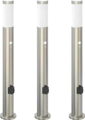 Obrázek produktu pro Světelné sloupky se senzorem/zásuvkou 3 x 80 cm z nerezové oceli IP44