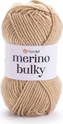 Produktbild von YarnArt Merino Bulky 511 Strohgelb – Weiches Premium-Garn mit Wolle, Ideal für warme Mützen, Schals und Pullover, 100g