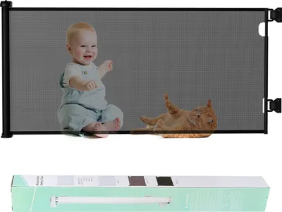 Produktbild von Türschutzgitter 0-180cm Hund Türgitter Baby Treppenschutzgitter Einziehbares, Schwarz