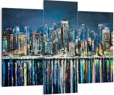 Produktbild von Bild auf Leinwand - Leinwandbild - Stadt Aussicht Wasser - 130x100cm - Wand Bild - Wanddeko - Leinwanddruck - Bilder - Kunstdruck - Wanddekoration - Leinwand bilder - Wandkunst - CB130x100-3461