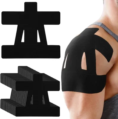 Image de 15 STK Kinesiology Tape Épaule, Bande sportive respirante sans latex Bande sportive prédécoupée Bande sportive pour le soutien de l'épaule
