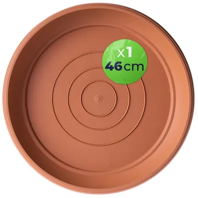 Image de KADAX Soucoupe pour pot de fleurs ronde 46 cm, 1 pièce, soucoupe en plastique pour pot de fleurs pour l'intérieur et l'extérieur, accessoire pour pots de fleurs et pots de plantes (terre cuite)