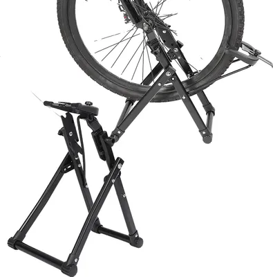 Zdjęcie produktu dla Stojak do prostowania obręczy rowerowych, stalowy, regulowana wysokość 60–90 cm, kompatybilny z kołami 26–29 cali, profesjonalne narzędzie serwisowe, ok. 2,5 kg