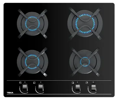 Gaskochfeld 4 Brenner 3600 W Gehärtetes Glas Schwarz 60 cm