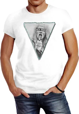 Produktbild von Herren T-Shirt mit Frau die Mittelfinger zeigt The Lick Fuck Off Neverless® weiß XS