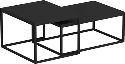 Image de Liro - Table basse, 72x37x45h cm Noir, Forme Rectangulaire