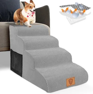 Image de Escalier pour chien, 4 marches, imperméable, antidérapant, 73 x 40 x 53 cm