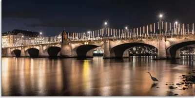Produktbild von ARTland Glasbild Die Mittlere Rheinbrücke Größe: 100x50 cm