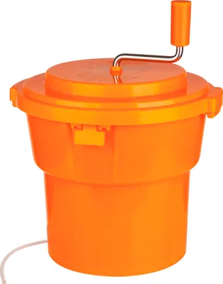 Produktbild von Muvell Salatschleuder | 10 Liter | geschützter Schleudermechanismus & Hebelbremse | 40 cm Durchmesser 47 cm Höhe | Farbe: Orange | Salattrockner, Salat Spinner, für Gastronomie, Imbiss & Kantine