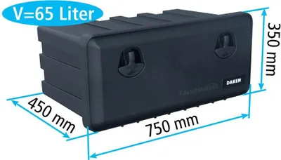Produktbild von Daken J065 - Daken Just 750-450 - 81106, skrzynka narzędziowa, skrzynka do przechowywania, skrzynka do przechowywania ciężarówek, skrzynka podłogowa, 750 x 350 x 450 mm, ok. 65 litrów