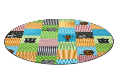 Image de Tapis pour enfants ZOO Cercle animaux multicolore cercle 133 cm