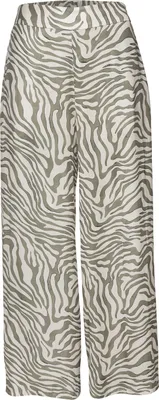 Produktbild von LASCANA Webhose mit extra weitem Bein aus softer Satinqualität khaki-beige bedruckt Größe 36