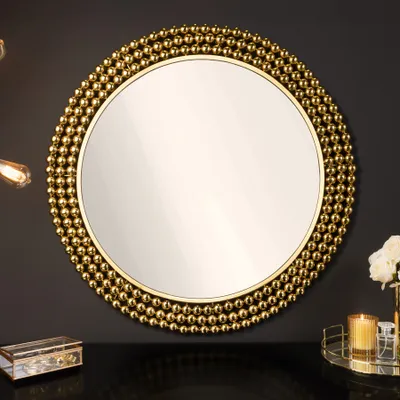 Produktbild von riess-ambiente Runder Wandspiegel PEARLS 75cm gold Metall Spiegel Dekoration