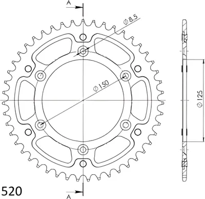 Produktbild von Stealth-Kettenrad Supersprox 520 - 47Z (orange) RST-990:47-ORG|ID 125,0 LK 150,0 6-Loch