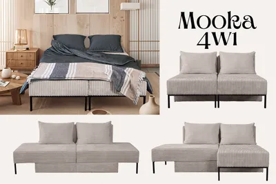 Produktbild von Kaiser Möbel Betten, Sofa mit schlaffunktion, Ecksofa, Liegestuhl,  MOOKA 4in1-Multifunktions-System, stoff Velo Beige