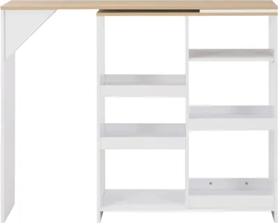Immagine prodotto di Tavolo da Bar con Scaffale Mobile Bianco 138x39x110 cm