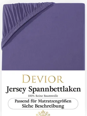 Produktbild von Devior Jersey Spannbettlaken 180x200 - 200x220 lila Bettlaken 100% Baumwolle für Boxspringbett und Wasserbett