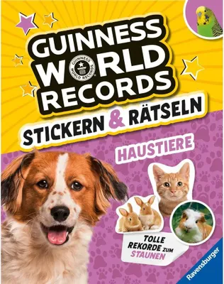 Produktbild von Guinness World Records Stickern und Rätseln: Haustiere - ein rekordverdächtiger Rätsel- und Stickerspaß mit Hund, Katze und Co.