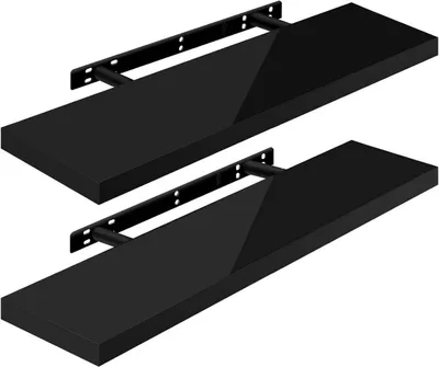 Produktbild von WOLTU 2er-Set Wandregal, Schweberegal, Holz Board, Schwarz 90x22.9x3.8cm