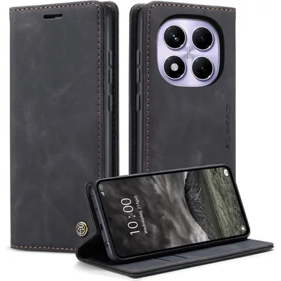 Obrázek produktu pro Obal na mobilní telefon, skládací, z umělé kůže, černý, pro Xiaomi Redmi Note 14 Pro 4G, s kapsou na karty a funkcí stojánku