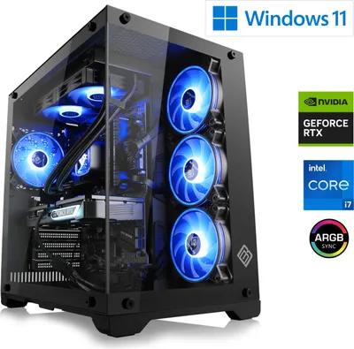Image de PC de jeu, Intel Core i7-14700F, 2100 MHz, GeForce RTX 4060, 16 Go DDR5 RAM, 1000 Go M.2 SSD, Windows 11 Home, USB 3.2 |M11150H