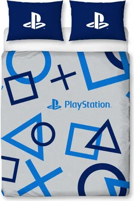 Obrázek produktu pro Playstation - Sada ložního prádla, logo AG346 (manželská postel) (modrá/šedá/bílá)