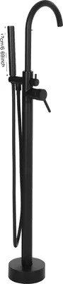 Produktbild von Badewannenarmatur, verchromt, 360° drehbare Handbrause, schwarz
