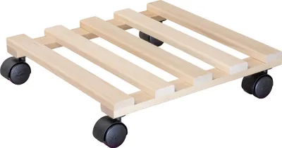 Produktbild von WAGNER Pflanzenroller PALETTI 34 x 34 x 8 cm, für den Innenbereich, Buchenholz, natur, Tragkraft 100 kg, EU Ware - 20033501