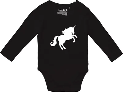 Produktbild von Huuraa Baby Body Einhorn Silhouette 74 Black  Baumwolle Fairtrade Langarmbody Geschenkidee
