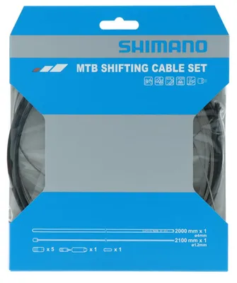 Image de Shimano jeu de câbles de dérailleur MTB acier inoxydable, longueur gaine extérieure:2.000 mm