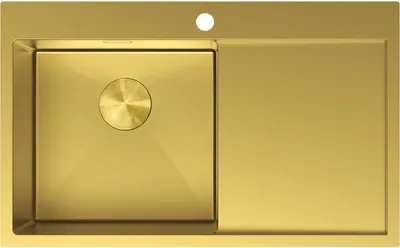 Produktbild von Mexen Exar Edelstahlspüle 1-Becken mit Abtropffläche links 780 x 480 mm, goldfarben - 6433781010L-55