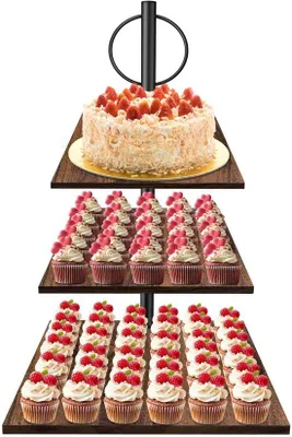 Productafbeelding van 3-laags Houten Taartstandaard voor Cupcakes en Gebak