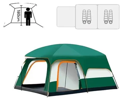 Immagine prodotto di Tenda da campeggio, per 2-4 persone, impermeabile e antivento, colore verde