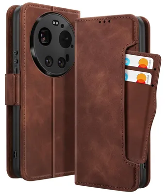 Immagine prodotto di Avizar, custodia a portafoglio con supporto e scomparto porta carte rimovibile per Xiaomi 17 Ultra, marrone