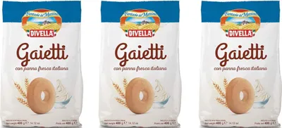 Produktbild von 3x Divella Gaietti Shortbread Kekse mit frischer italienischer Sahne 400g biscuits cookies