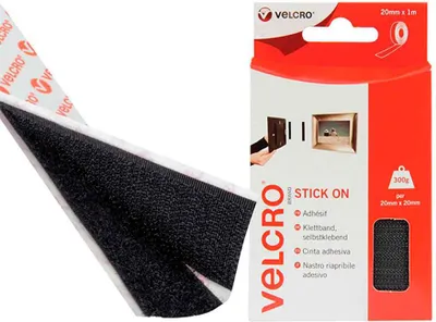 Image de Ruban Adhésif Velcro Noir Fixation Polyvalente Adhésive - Velcro®