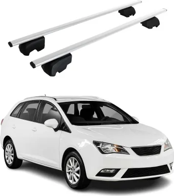 Obrázek produktu pro Příčné střešní nosiče pro Seat Ibiza ST 2009–2016, barva stříbrná, s certifikátem ABE