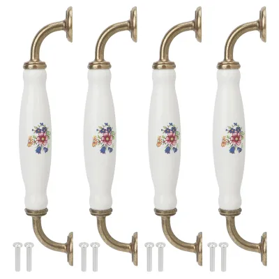 Zdjęcie produktu dla Zestaw 4 uchwytów ceramicznych w stylu europejskim, rozstaw otworów 160 mm, do drzwi szafek i szuflad