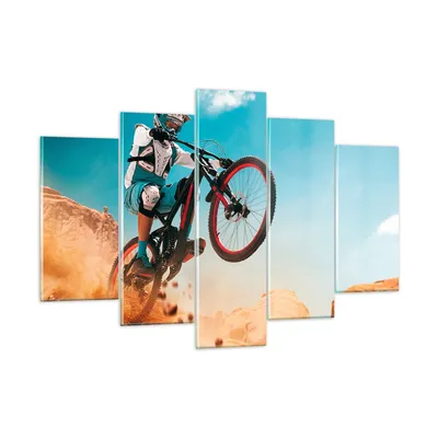 Produktbild von Bilder auf glas - Fahrrad Sport Helm - 150x100cm - Glasbilder - Wandbilder - Kunstdruck - zum Aufhängen bereit - Wanddekoration aus Glas - Glas Bilder - Wandbild auf Glas - 5 Teile - GEA150x100-4098
