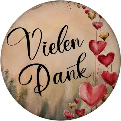 Produktbild von Vielen Dank mit Herzen - Magnet rund
