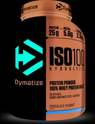 Produktbild von DYMATIZE Whey Protein Pulver Shake Hydrolysat Eiweiß ISO 100 Chocolate Peanut 2264 g