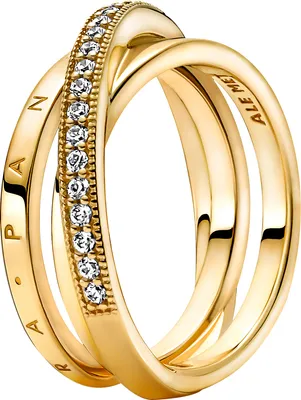Produktbild von Pandora Ring 169057C01 Crossover Pave Triple Band 14 Karat vergoldeter Stahl clear cubic zirconia 1