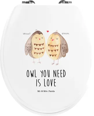 Produktbild von Mr. & Mrs. Panda WC Deckel Eulen Liebe - Weiß - Geschenk, Paar, Toilettenbrille, Klodeckel, Brille, Klobrille, Liebesspruch, klo, Eule, Romantisch, Sitz