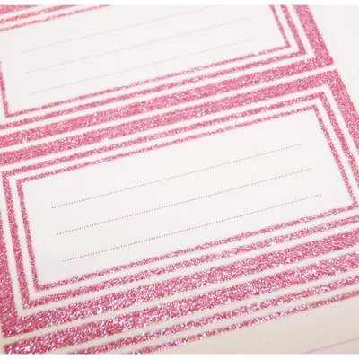Produktbild von 12 Schuletiketten - Rechteck - Rosa - Glitter
