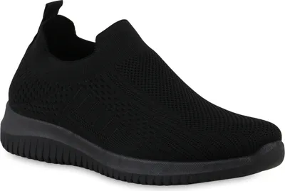 Produktbild von VAN HILL Damen Slip Ons Sportschuhe Sportliche Strick Profil-Sohle Schuhe 841678, Farbe: Schwarz, Größe: 39