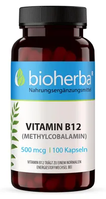 Produktbild von Bioherba Vitamin B12 (Methylcobalamin) 500 mcg 100 Kapseln