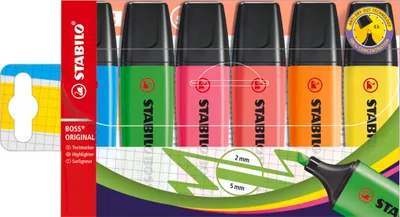 Produktbild von STABILO - Textmarker - BOSS ORIGINAL - 6er Pack - mit 6 verschiedenen Farben