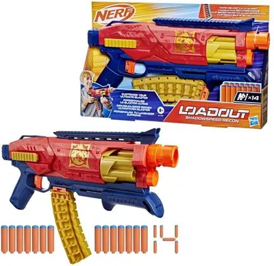 Produktbild von Nerf Loadout Shadowspeed Recon Blaster, 14 Darts Kapazität, 6-Dart Rotierender Lauf, Spielzeug ab 8 Jahren